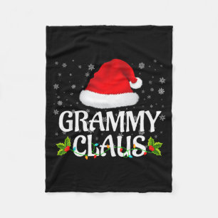 Grammy Claus Christmas Lights Santa Pajama Family  Fleece Blanket