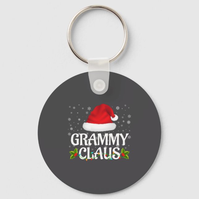 Grammy Claus Christmas Lights Santa Pajama Family  Key Ring (Front)