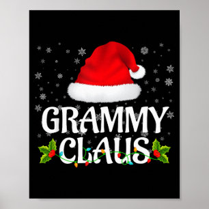 Grammy Claus Christmas Lights Santa Pajama Family  Poster