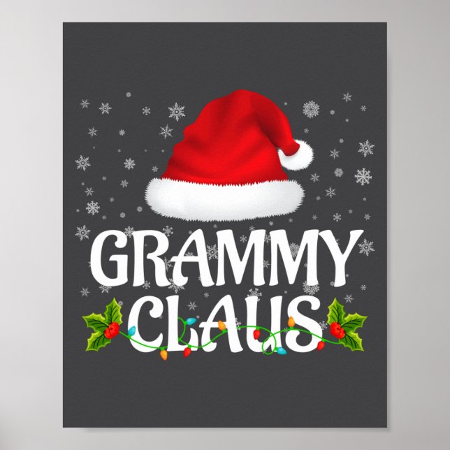 Grammy Claus Christmas Lights Santa Pajama Family  Poster (Front)