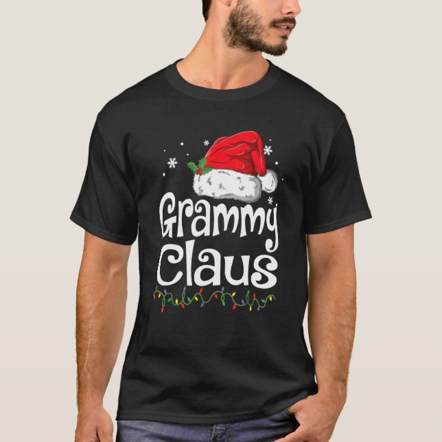 Grammy Claus Christmas Pajama Family Matching Xmas T-Shirt (Front)
