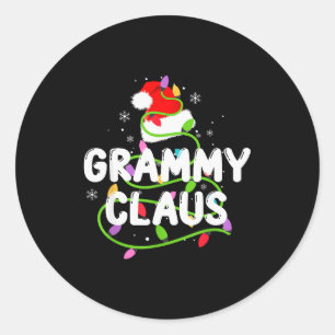 Grammy Claus Funny Christmas Lights Pajama Family  Classic Round Sticker