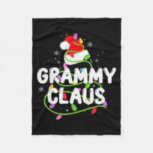 Grammy Claus Funny Christmas Lights Pajama Family  Fleece Blanket