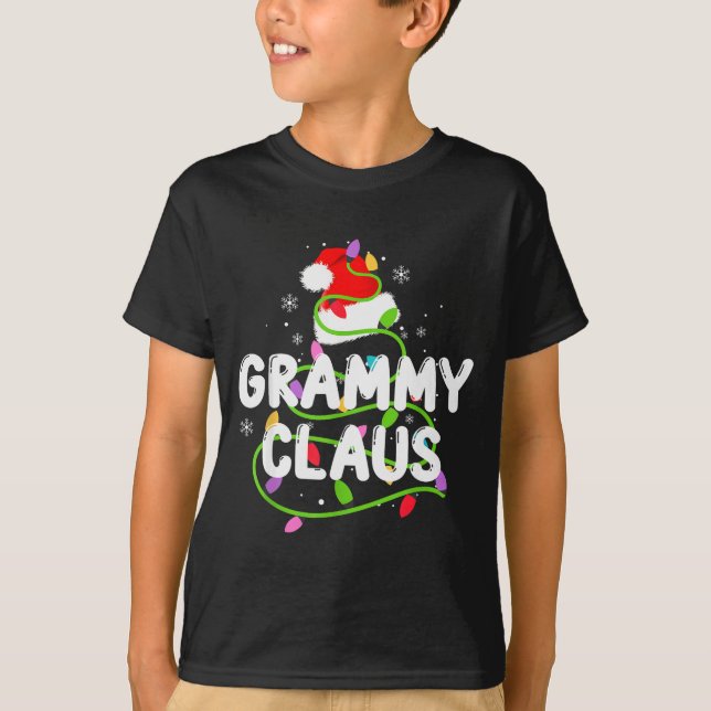 Grammy Claus Funny Christmas Lights Pajama Family  T-Shirt (Front)