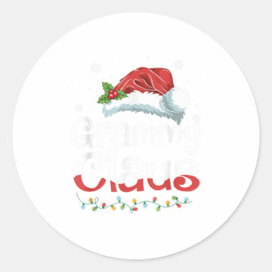 Grammy Claus Santa Hat Matching Family Classic Round Sticker