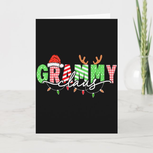 Grammy Claus Xmas Christmas Lights Pajama Family M Card (Front)
