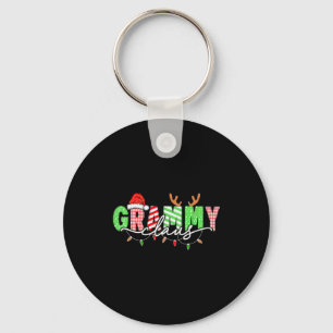 Grammy Claus Xmas Christmas Lights Pajama Family M Key Ring