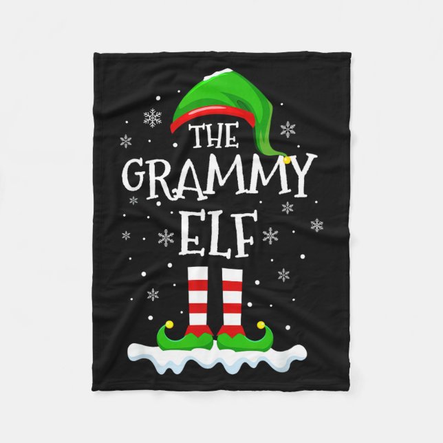 Grammy Elf Squad Xmas Family Matching Group Christ Fleece Blanket (Front)