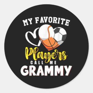 Grammy Favourite Baseball Soccer Basball Players Classic Round Sticker