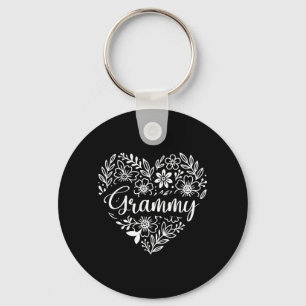 Grammy Floral Hear Key Ring
