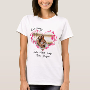 Grammy flower heart With Grandkids Names & Photo  T-Shirt