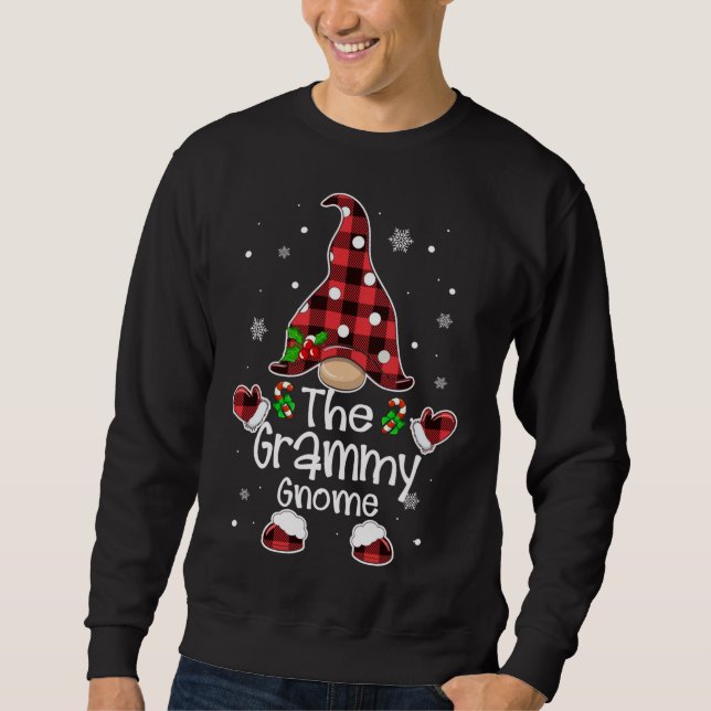 Grammy Gnome Red Plaid Matching Family Christmas P Sweatshirt (Front)