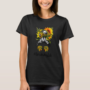 Grammy Life Messy Hair Bun Sunflower Women Mother' T-Shirt
