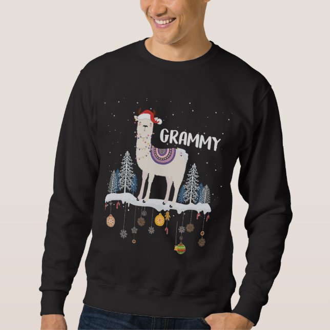 Grammy Llama Christmas Matching Family Pajama Cost Sweatshirt (Front)