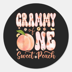 Grammy of One Sweet Peach 1st Birthday Girl Party Classic Round Sticker