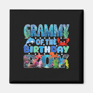 Grammy Of The Birthday Boy Aquarium Sea Animals Ma Magnet