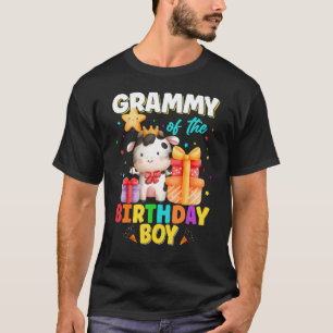 Grammy Of The Birthday Boy Cow Farm Animals Family T-Shirt
