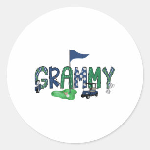 Grammy Of The Birthday Boy Hole In One Golf Sport Classic Round Sticker
