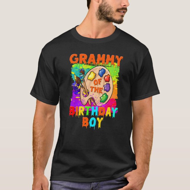 Grammy Of The Birthday Boy Painting Family B Day P T-Shirt (Front)