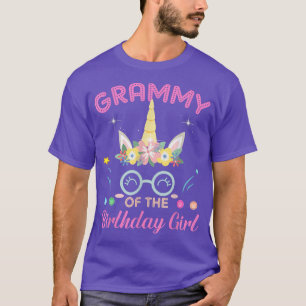 Grammy Of The Birthday Girl Flower Unicorn Mothers T-Shirt