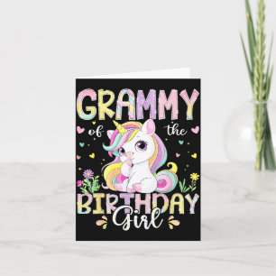 Grammy of The Birthday Girl Kawaii Unicorn Family Card