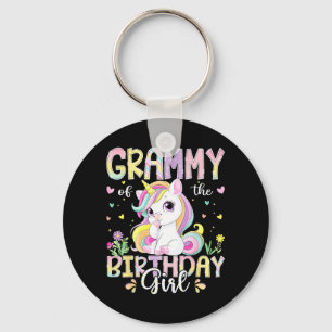 Grammy of The Birthday Girl Kawaii Unicorn Family Key Ring
