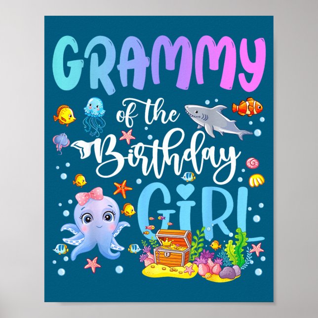 Grammy Of The Birthday Girl Sea Fish Ocean Aquariu Poster (Front)