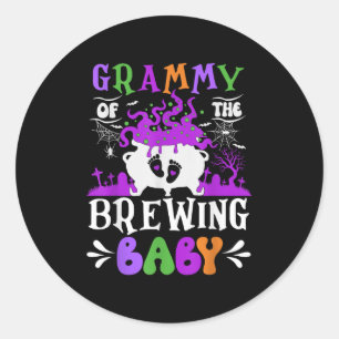 Grammy Of The Brewing Baby Grandma To Be Halloween Classic Round Sticker