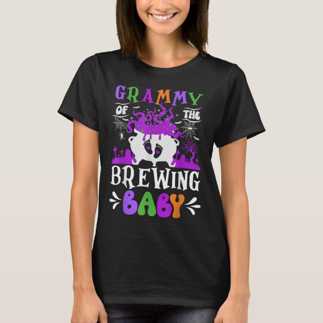 Grammy Of The Brewing Baby Grandma To Be Halloween T-Shirt (Front)