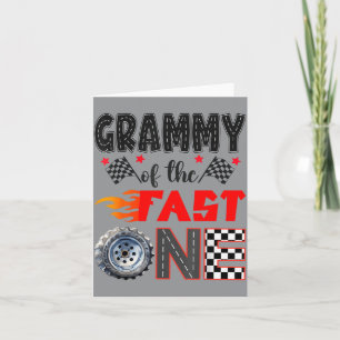 Grammy Of The Fast One Racing Car 1st Birthday Boy Card