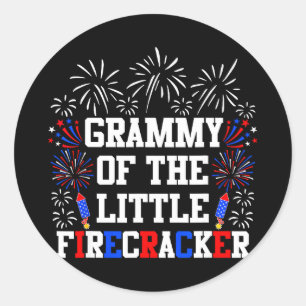 Grammy of the little firecracker 4th of july classic round sticker
