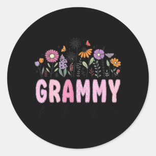 Grammy of The Little Wildflower nk Floral Birthday Classic Round Sticker