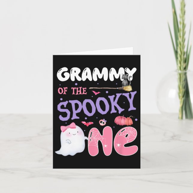 Grammy Of The Spooky One 1st Birthday Halloween Pi Card (Front)