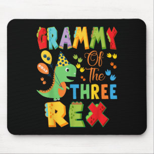 Grammy Of The Three Rex 3rd Birthday Boy Dinosaur Mouse Pad