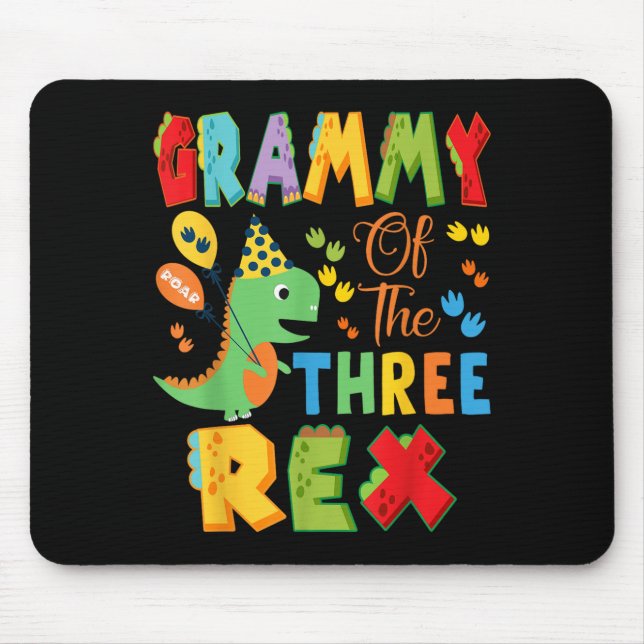 Grammy Of The Three Rex 3rd Birthday Boy Dinosaur  Mouse Pad (Front)
