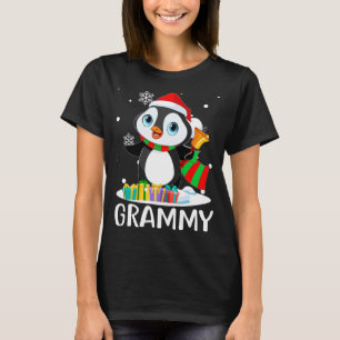 Grammy Penguins Santa Hat Funny Christmas Matching T-Shirt
