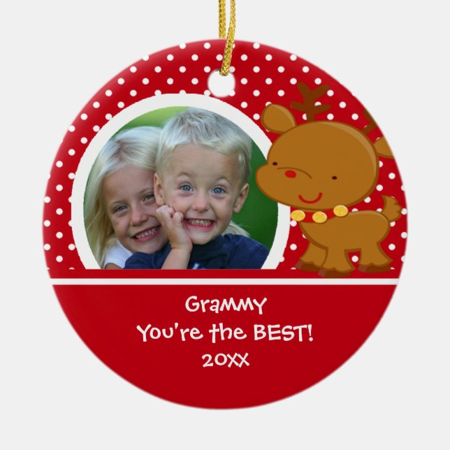 Grammy Photo Reindeer Christmas Ornament (Front)