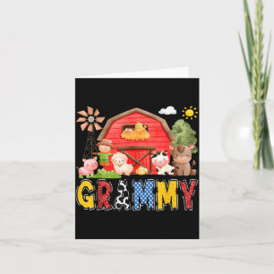 Grammy Red Farm Cow Birthday Boy Matching Family Card