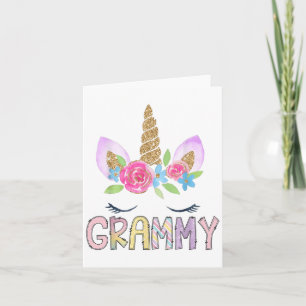 Grammy Unicorn Floral Birthday Girl Family Matchin Card