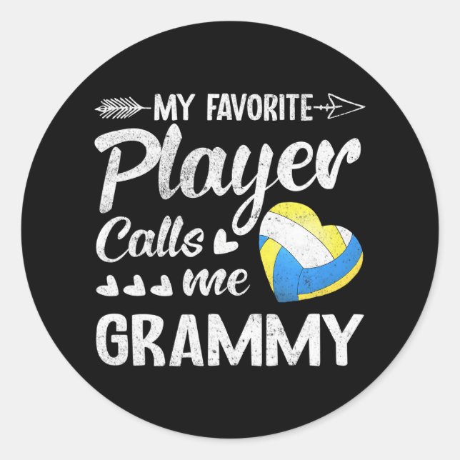 Grammy Volleyball My Favourite Player Calls Me Classic Round Sticker (Front)