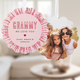 Grammy we love you photo hearts pink mothers day tree decoration card
