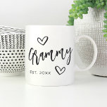 Grammy Year Established Grandma Coffee Mug<br><div class="desc">Create a sweet keepsake for grandma with this simple design that features "Grammy" in hand sketched script lettering accented with hearts. Personalise with the year she became a grandmother for a cute Mother's Day or pregnancy announcement gift.</div>