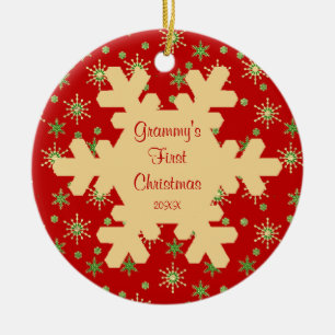 Grammy's First Christmas Red Snowflake Ornament