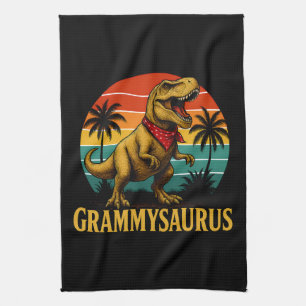 Grammysaurus T Rex Dinosaur Grammy Mothers Day Tea Towel