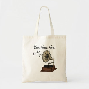 Gramophone Custom Tote Bag Musician Music Lover