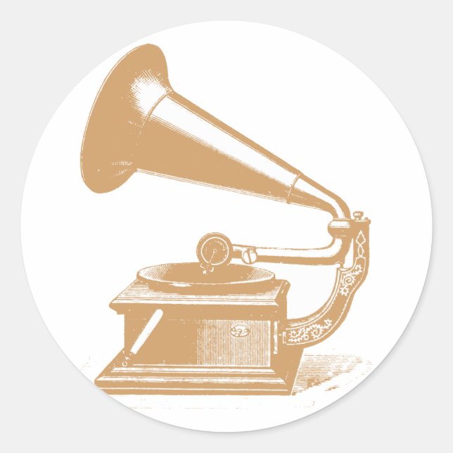 gramophone customisable design classic round sticker (Front)