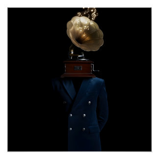 Gramophone Head Gentleman Poster