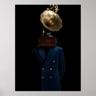 Gramophone Head Gentleman Poster