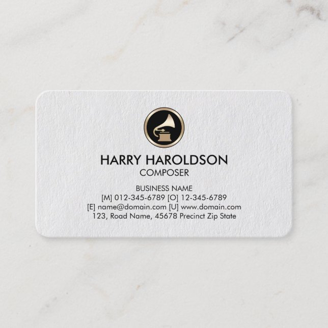 Gramophone Icon Composer Premium Business Card (Front)