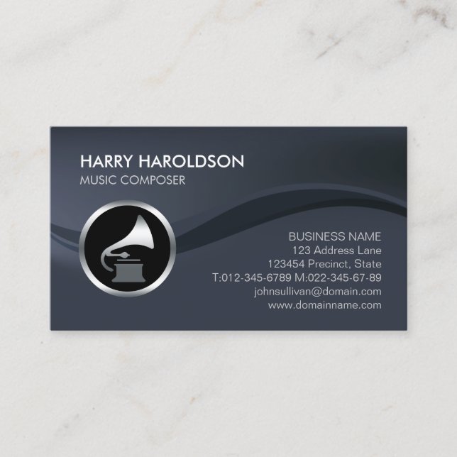Gramophone Icon Music Composer Business Card (Front)